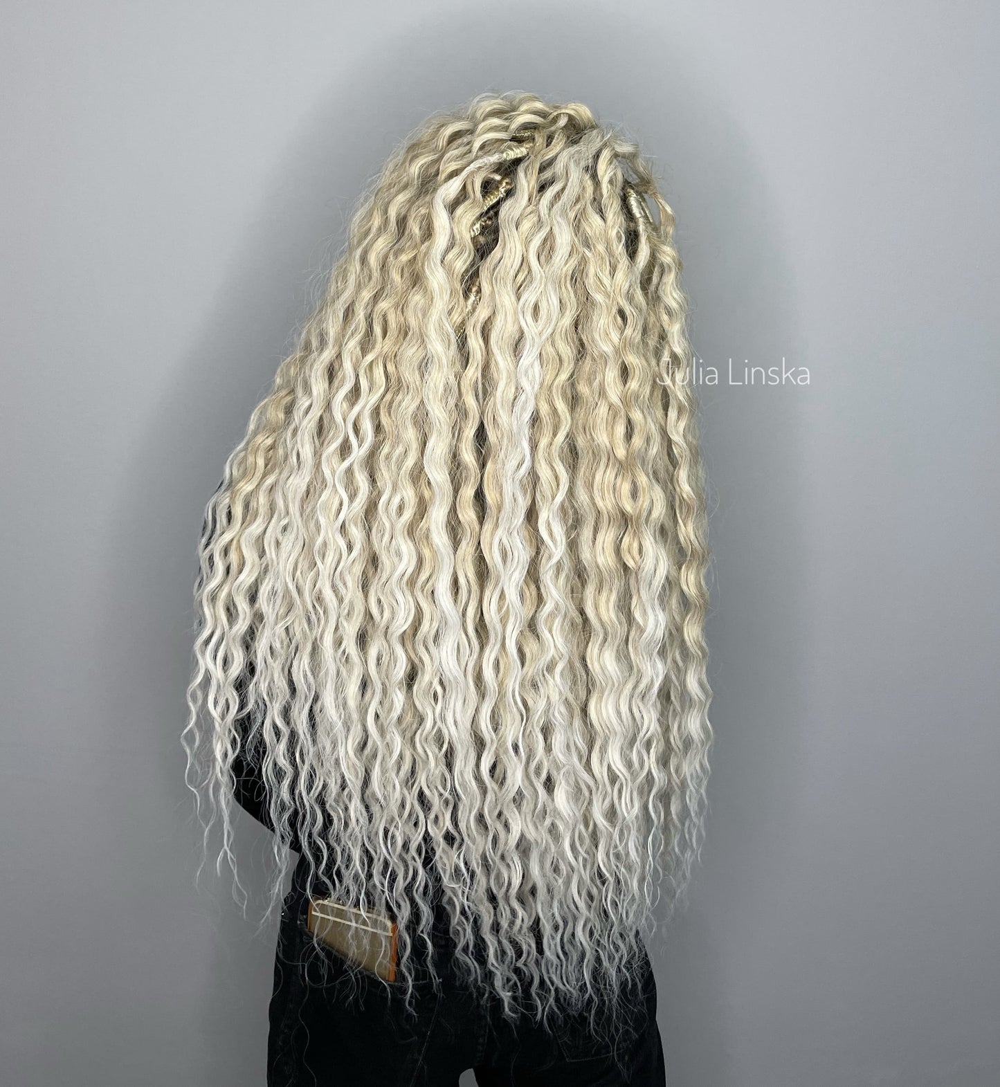 wheat blonde curly synthetic crochet dreads