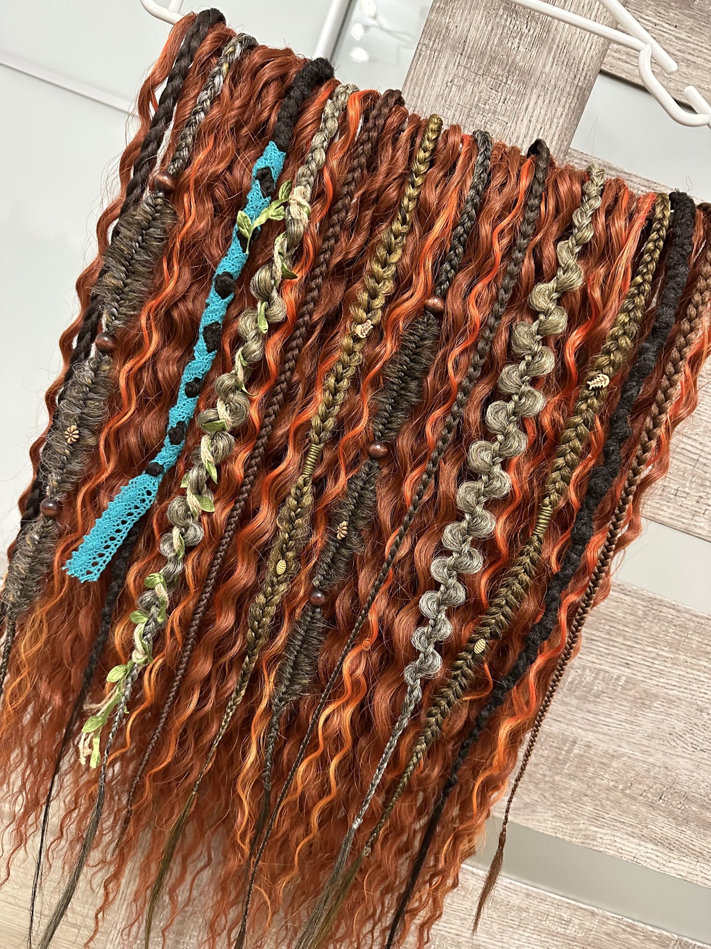 cooper bohemian synthetic dreadlocks and dark pastel textured braids