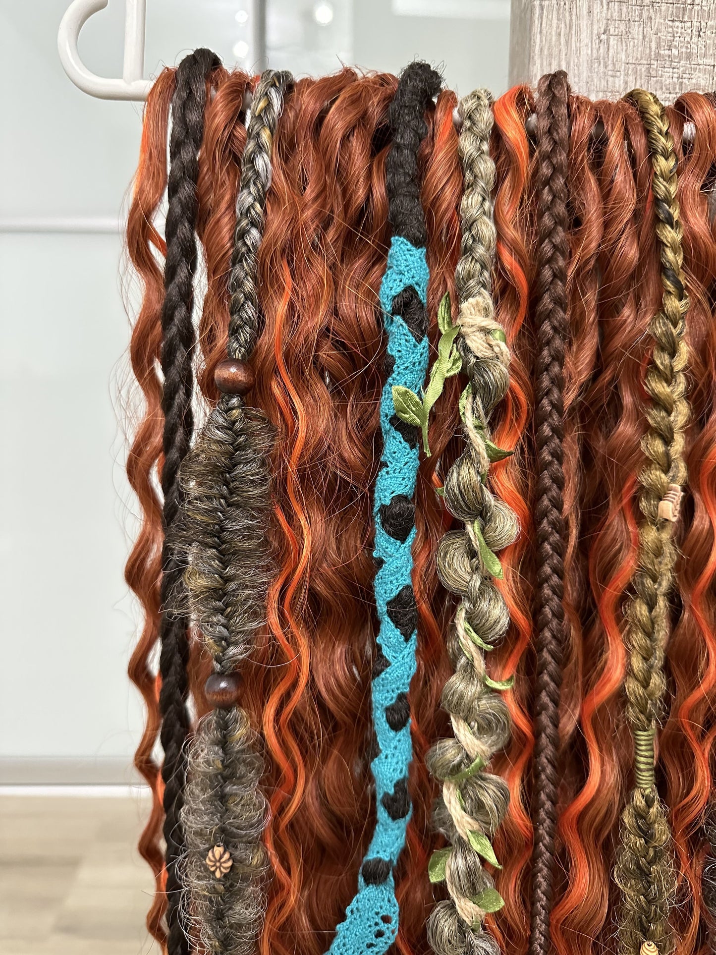 cooper bohemian synthetic dreadlocks and dark pastel textured braids