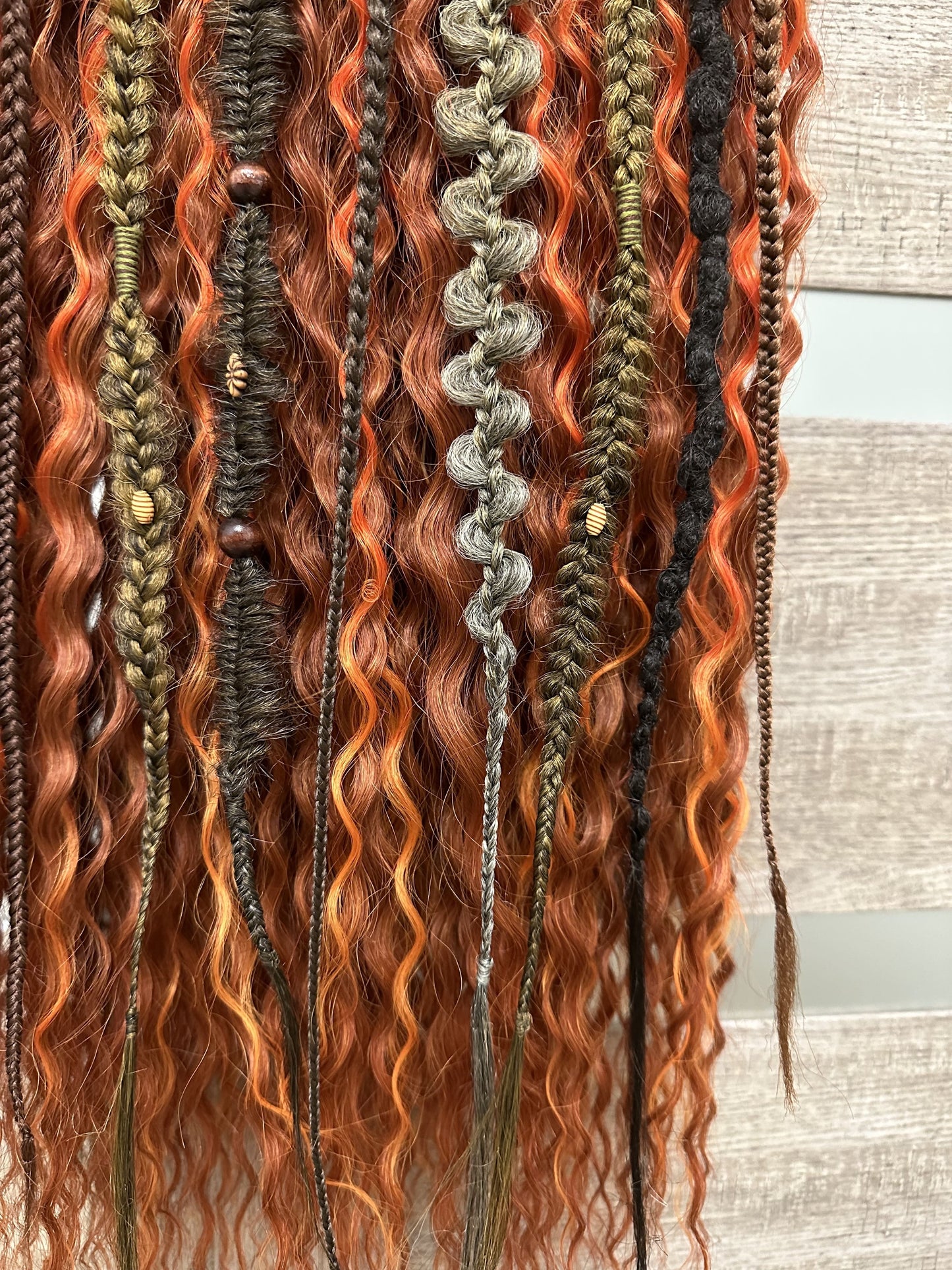 cooper bohemian synthetic dreadlocks and dark pastel textured braids