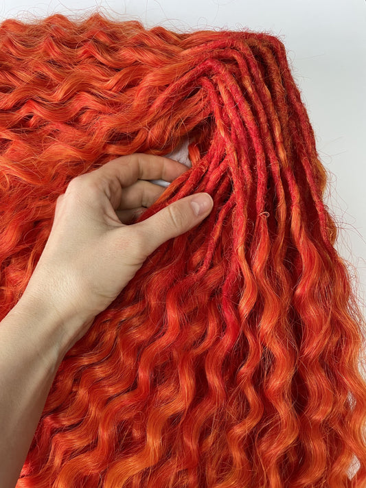 orange wavy crochet synthetic dreads