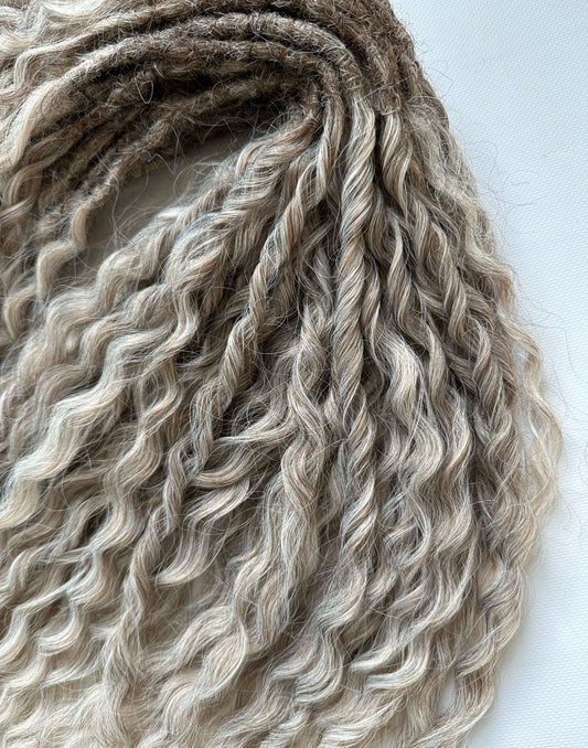 ash blonde synthetic wavy crochet dreads